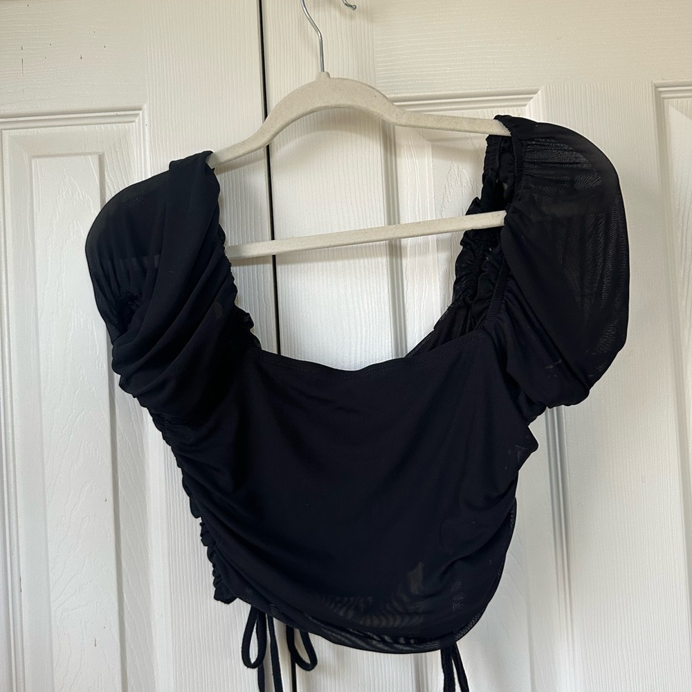 Black Ruched Women's Top - Picture 5 of 6
